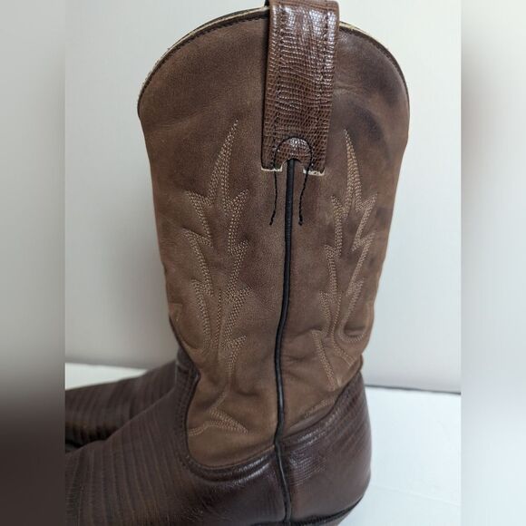 Boulet Women's Western Cowboy Boots 5.5 – Brown Leather & Suede – 9.5" Shaft - Picture 3 of 10
